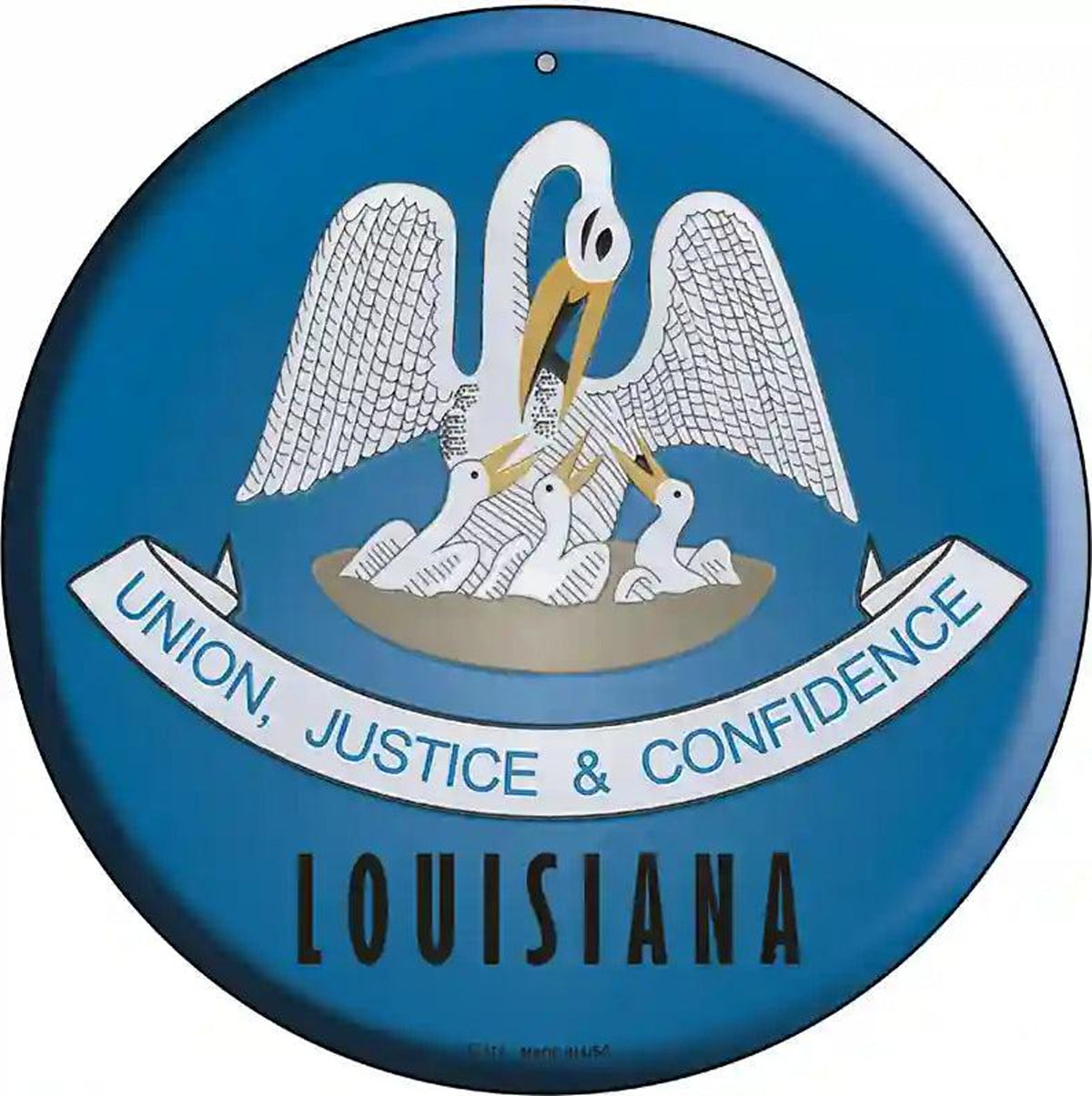 Louisiana State Flag Metal Circular Sign