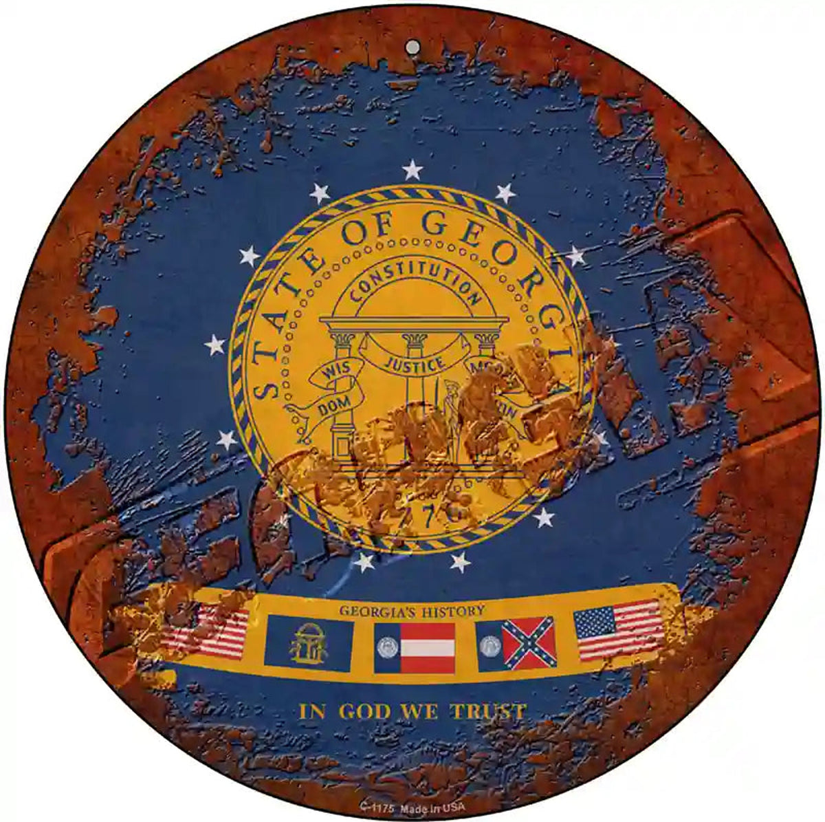 Georgia Rusty Stamped Novelty Metal Circular Sign