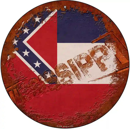 Mississippi Rusty Stamped Novelty Metal Circular Sign