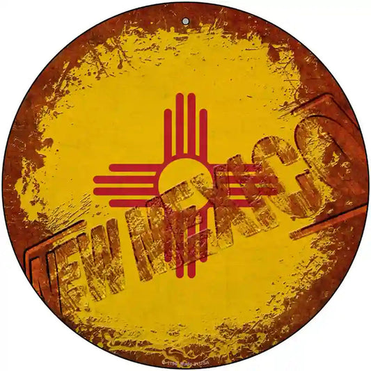 New Mexico Rusty Stamped Novelty Metal Circular Sign