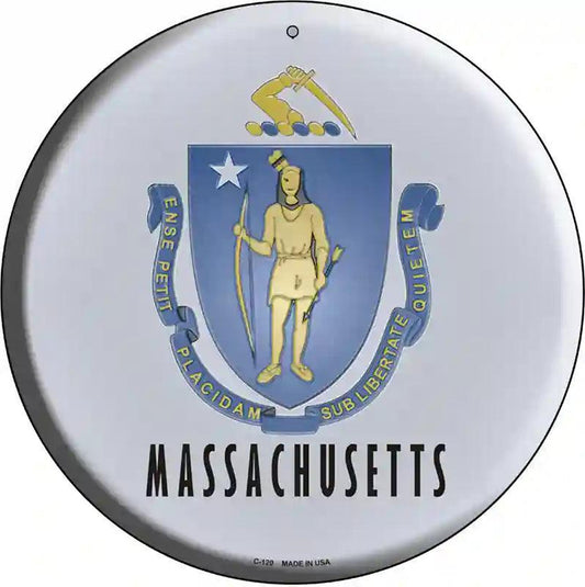 Massachusetts State Flag Metal Circular Sign
