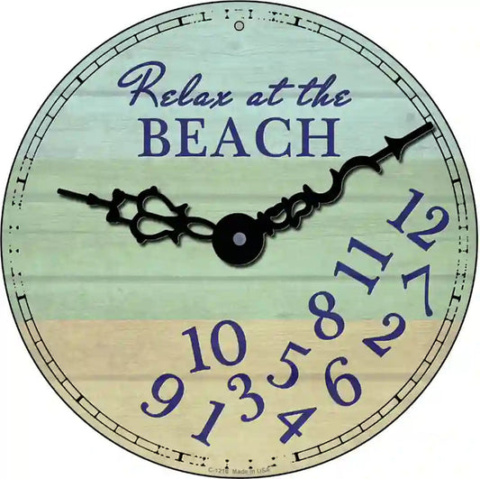 Relax At The Beach Novelty Metal Circular Sign