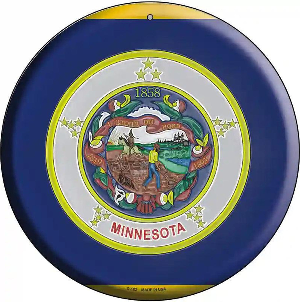 Minnesota State Flag Metal Circular Sign