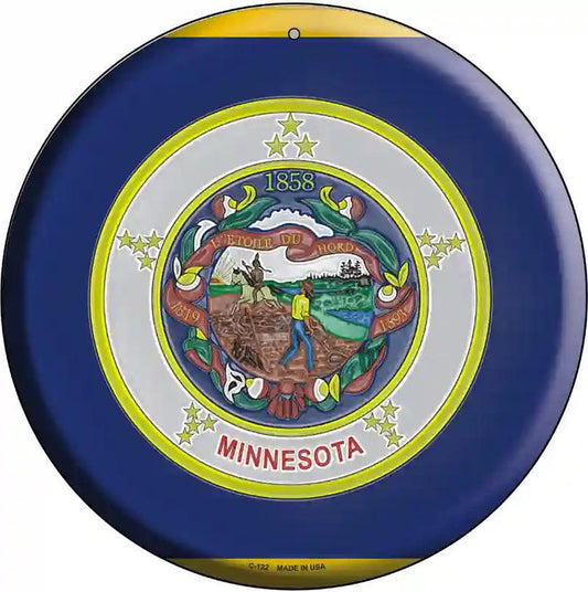 Minnesota State Flag Metal Circular Sign