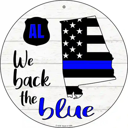 Alabama Back The Blue Novelty Circular Sign