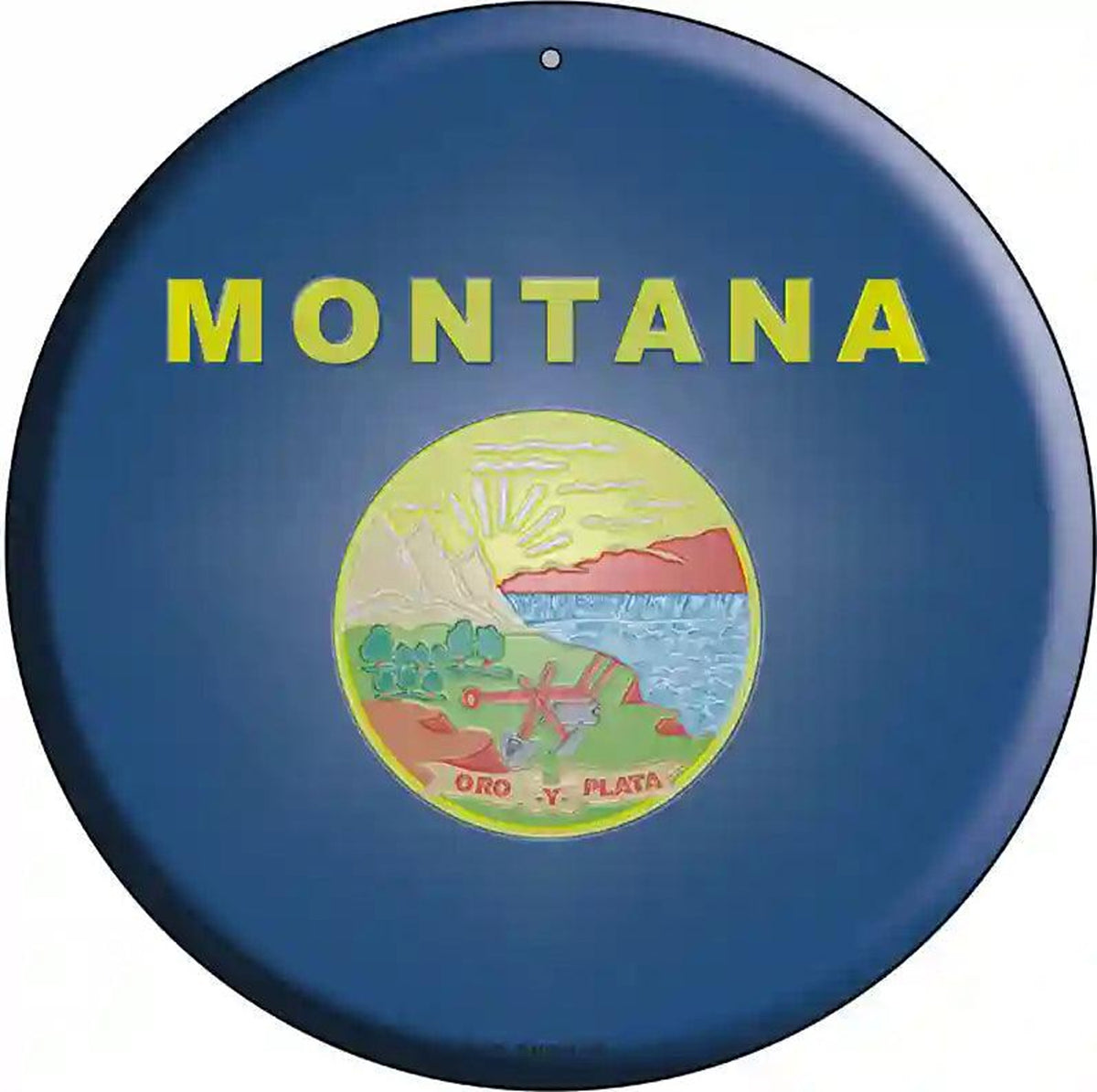 Montana State Flag Metal Circular Sign