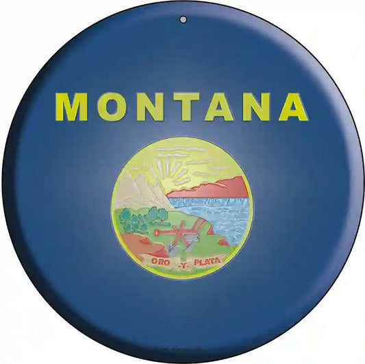Montana State Flag Metal Circular Sign