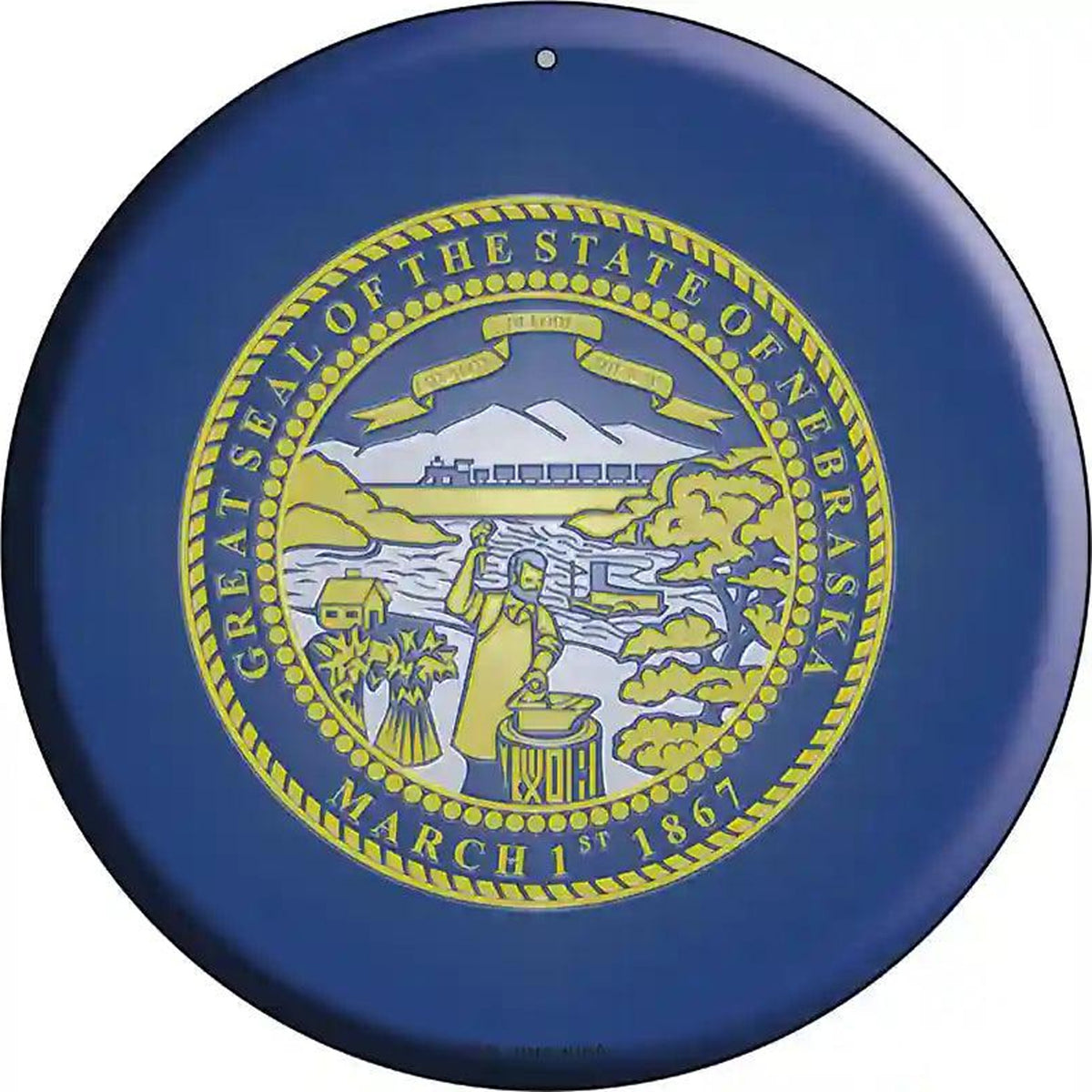 Nebraska State Flag Metal Circular Sign