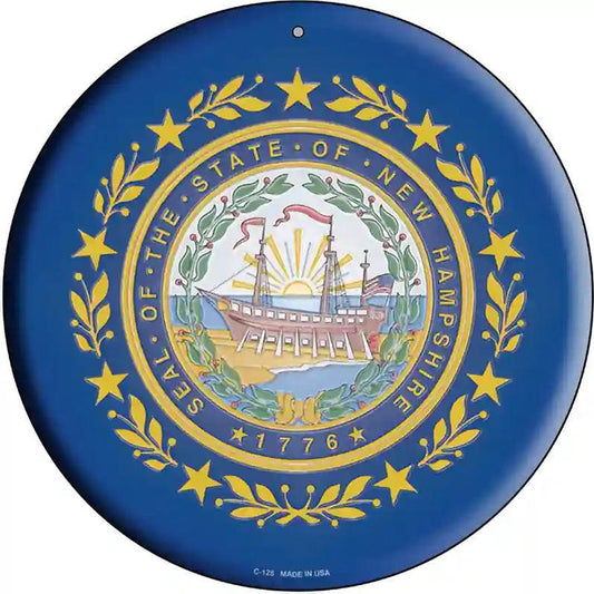 New Hampshire State Flag Metal Circular Sign