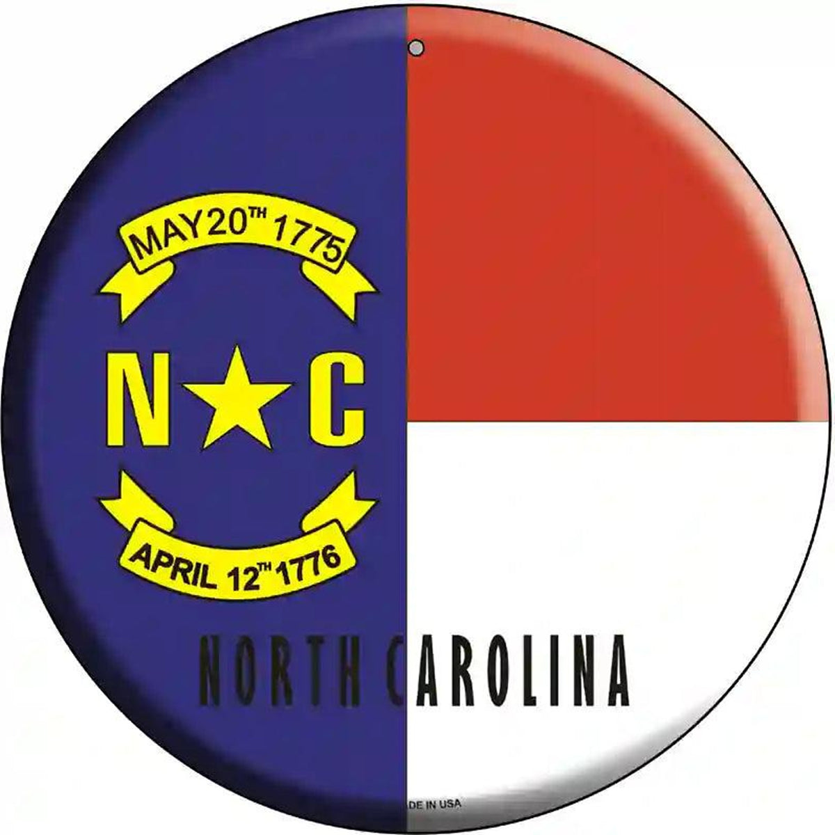 North Carolina State Flag Metal Circular Sign