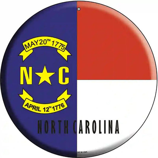 North Carolina State Flag Metal Circular Sign