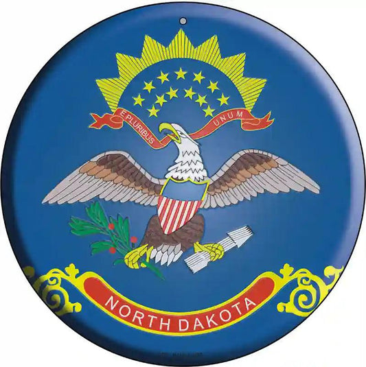 North Dakota State Flag Metal Circular Sign