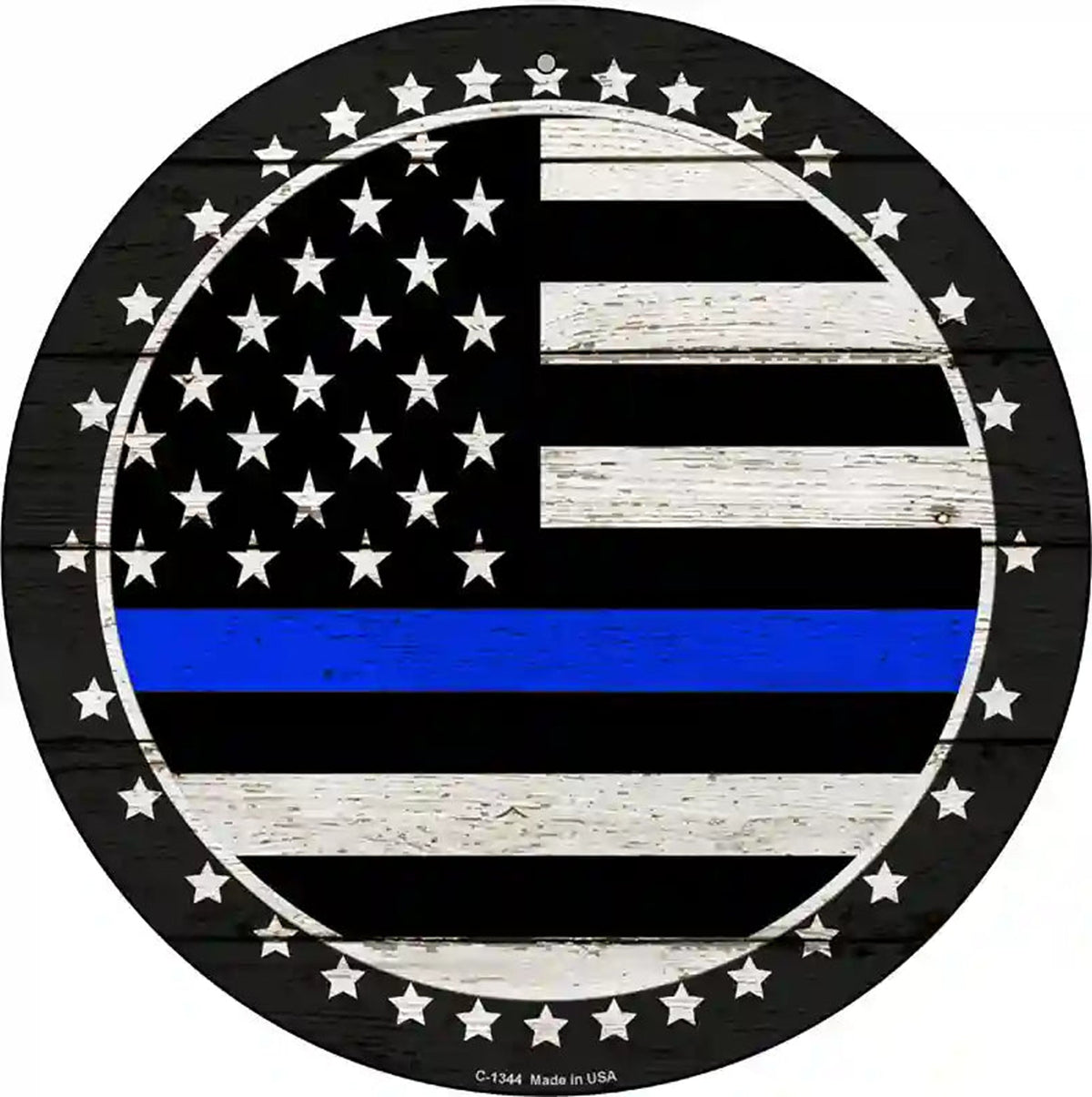 Blue Line Novelty Metal Circular Sign
