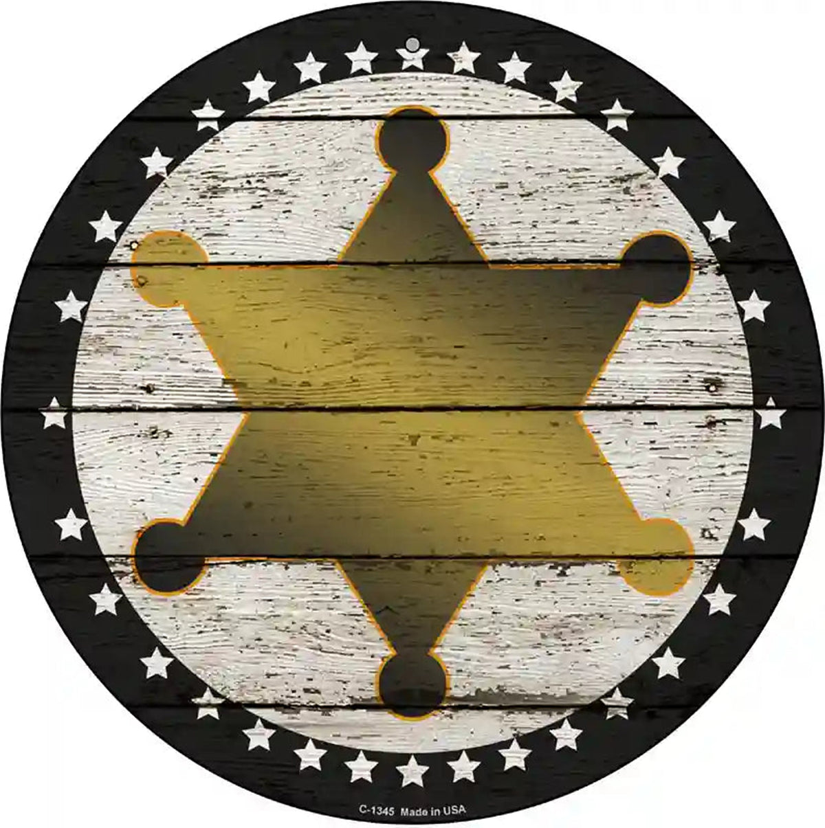 Sheriff Star Novelty Metal Circular Sign