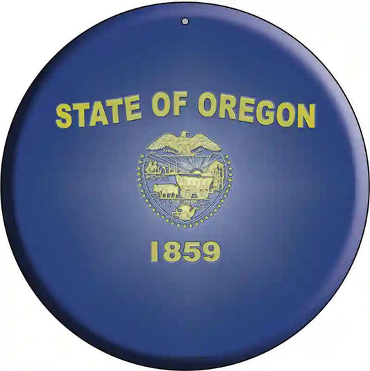 Oregon State Flag Metal Circular Sign