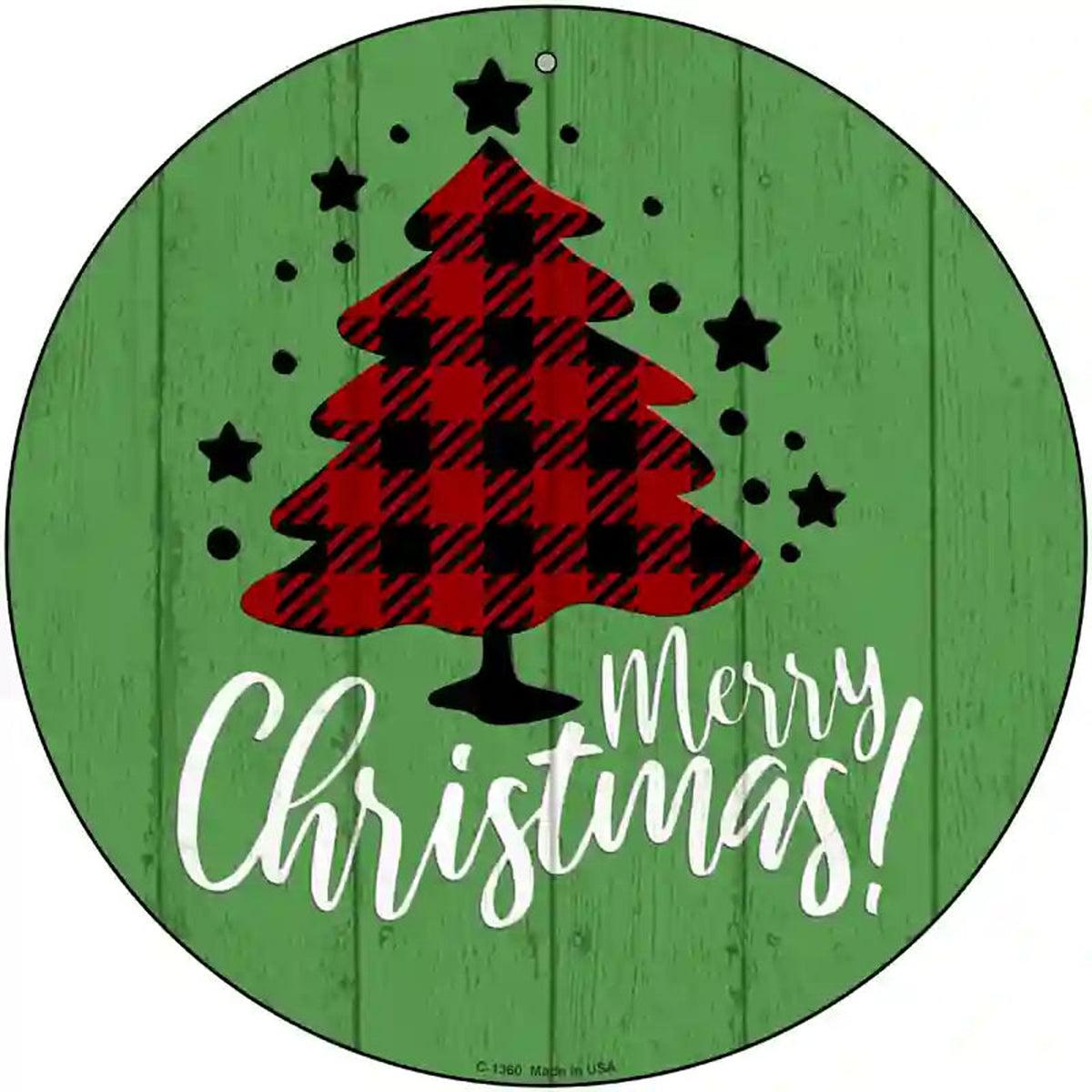 Merry Christmas With Tree Novelty Metal Circular Sign