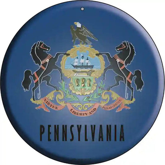 Pennsylvania Flag Metal Circular Sign