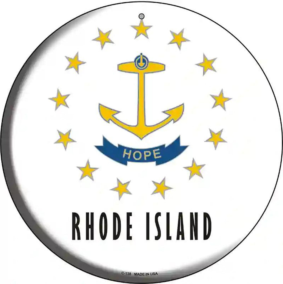Rhode Island State Flag Metal Circular Sign