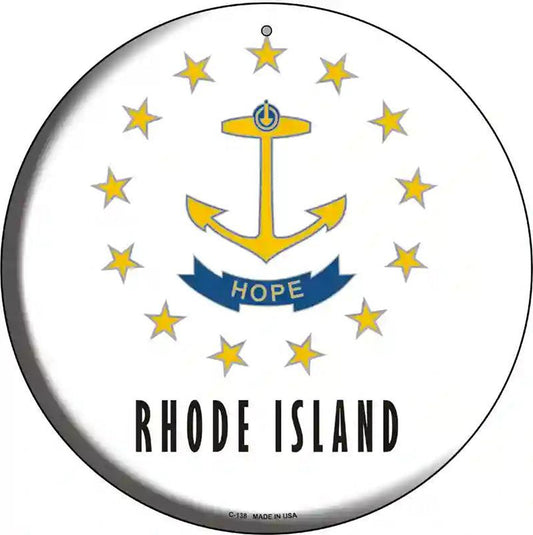 Rhode Island State Flag Metal Circular Sign