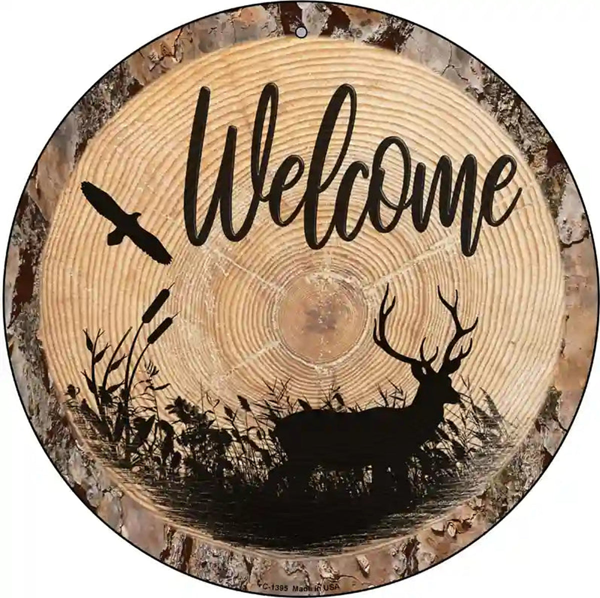 Welcome Elk Novelty Metal Circular Sign