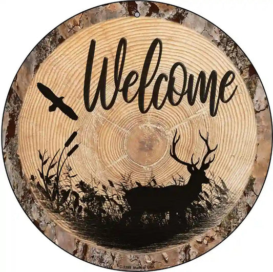 Welcome Elk Novelty Metal Circular Sign
