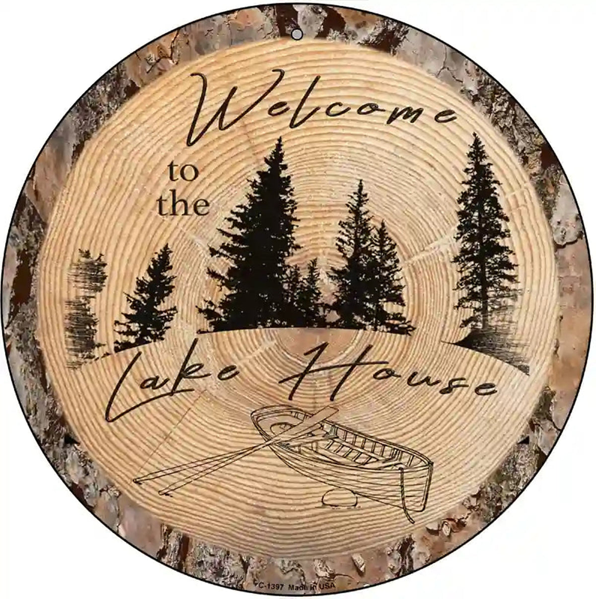 Welcome to the Lake House Novelty Metal Circular Sign