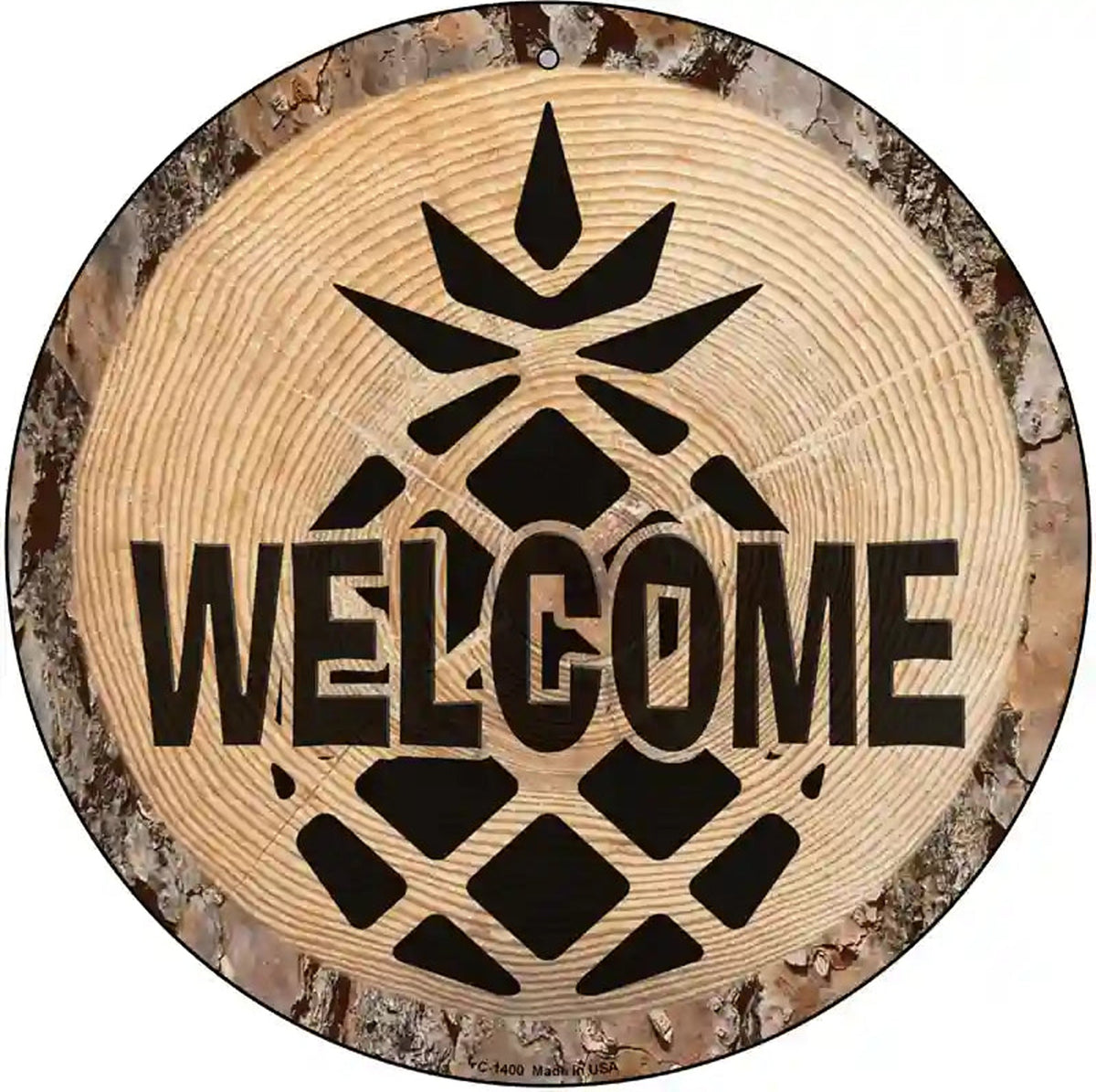Welcome Pineapple Novelty Metal Circular Sign