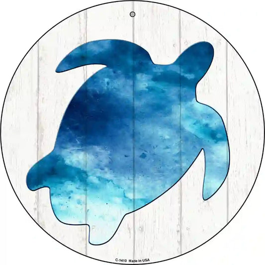 Seaturtle Silhouette Novelty Metal Circular Sign