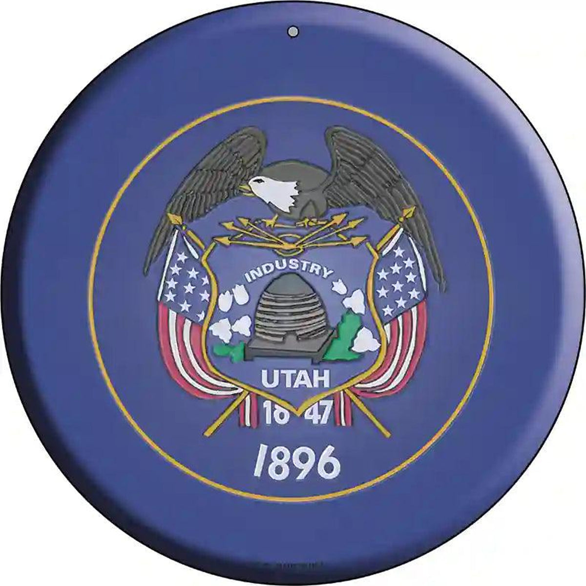 Utah State Flag Metal Circular Sign