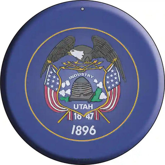 Utah State Flag Metal Circular Sign
