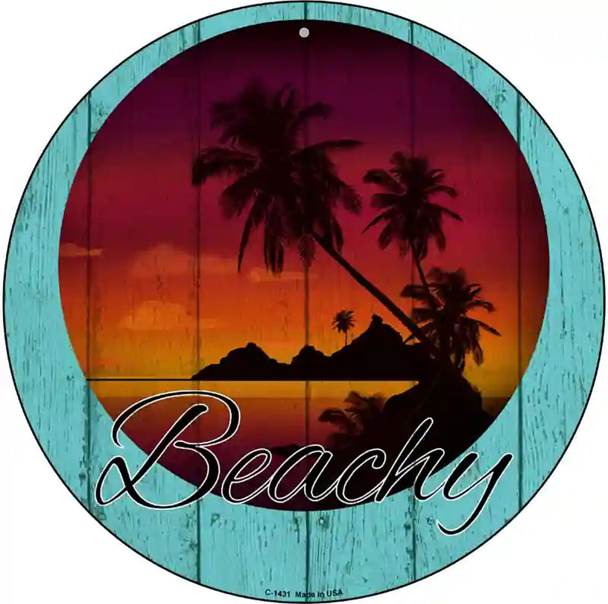 Beachy Sunset Novelty Metal Circular Sign