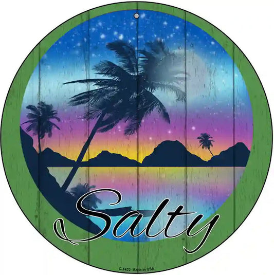 Salty Beach Scene Novelty Metal Circular Sign