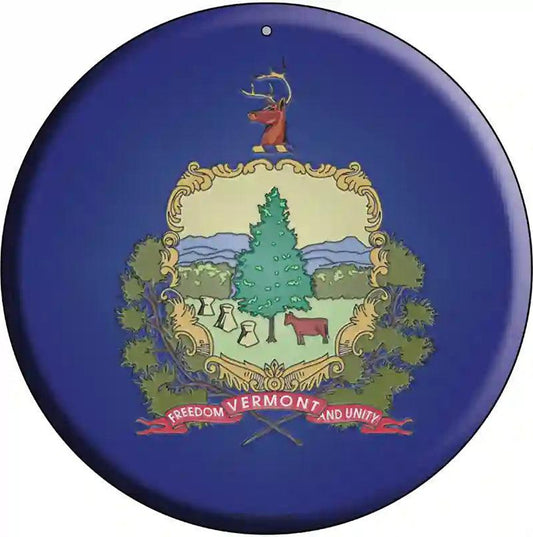 Vermont State Flag Metal Circular Sign