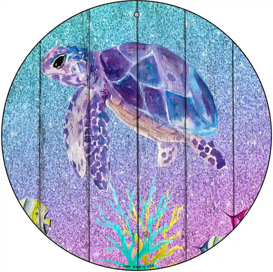 Colorful Sea Turtle Novelty Metal Circular Sign