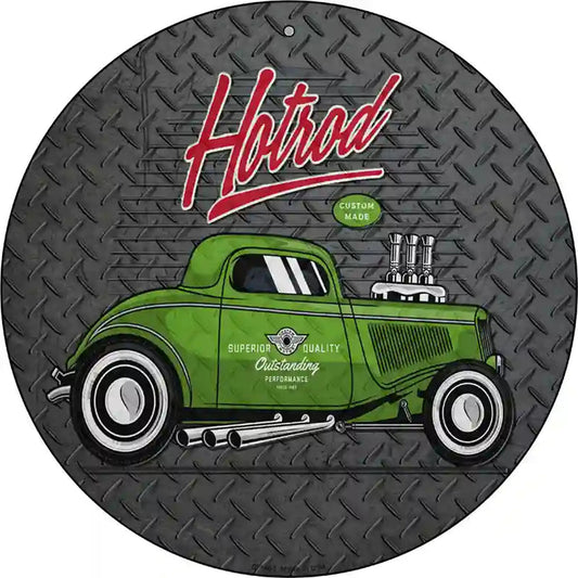 Green Hotrod Novelty Metal Circular Sign