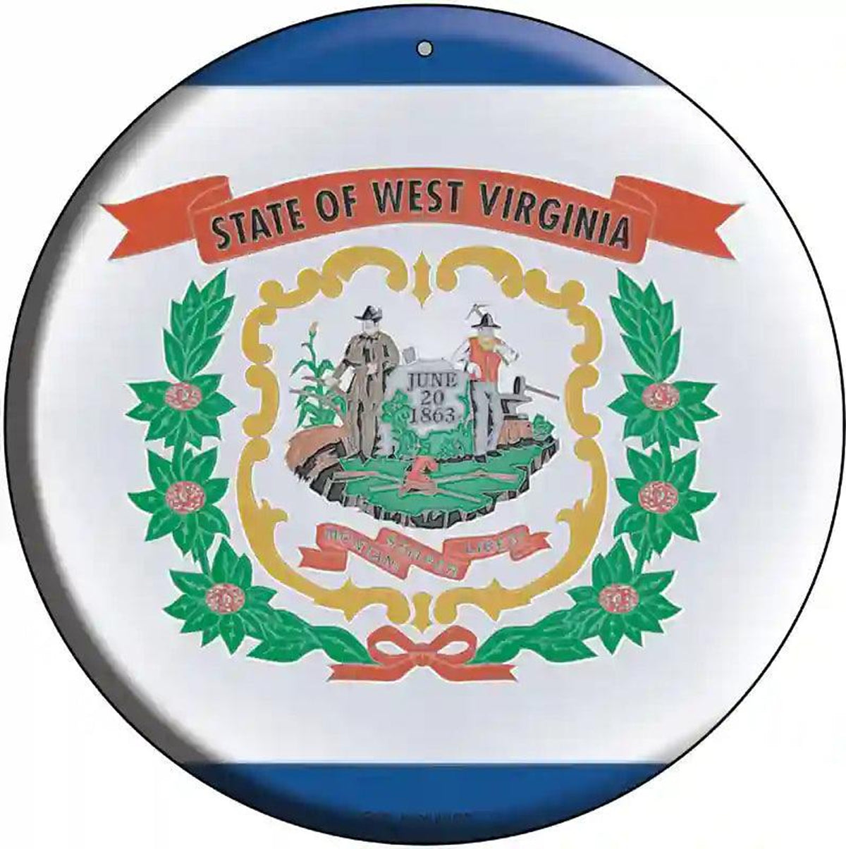 West Virginia State Flag Metal Circular Sign
