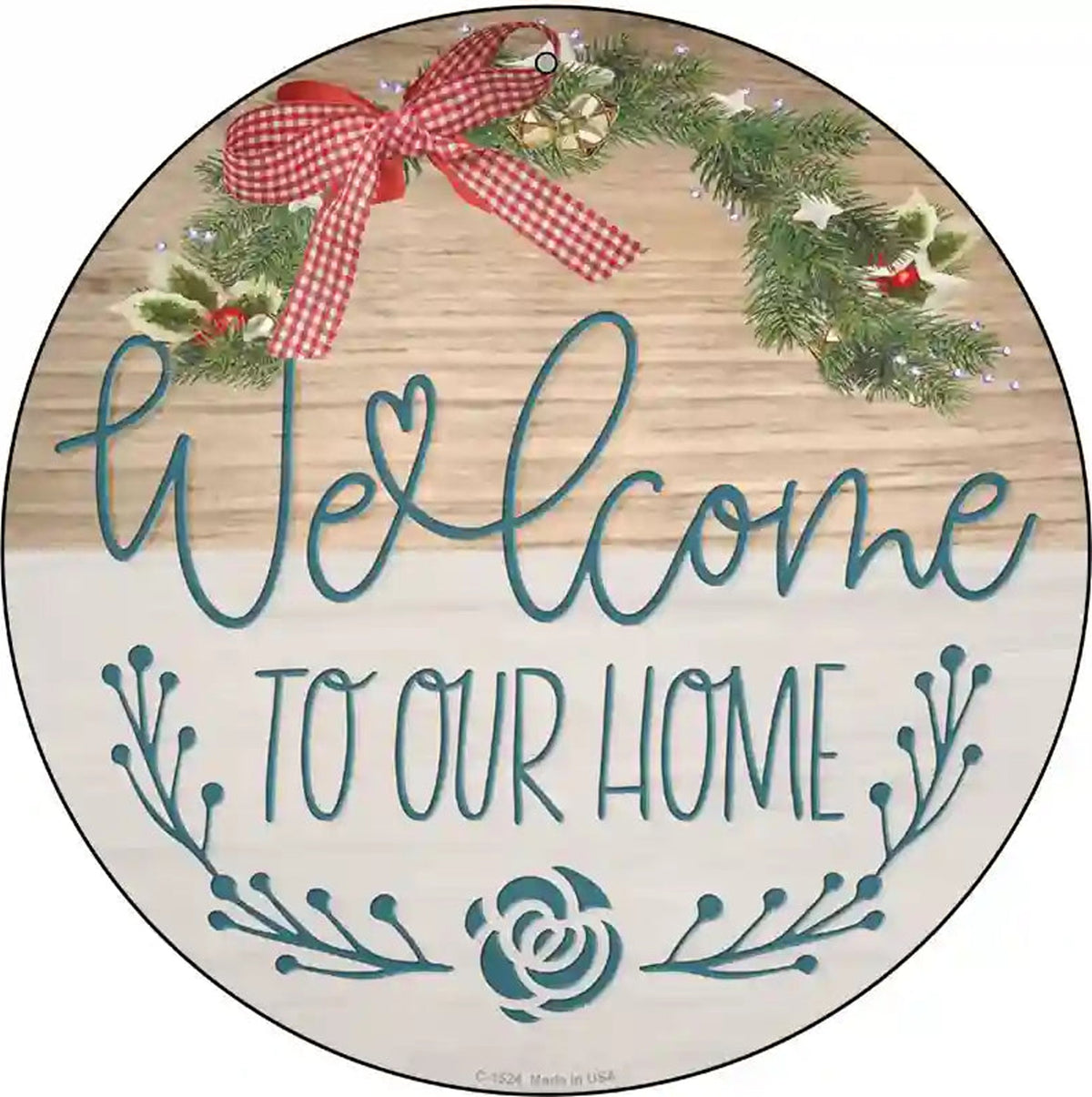 Our Home Wreath Novelty Metal Circle Sign