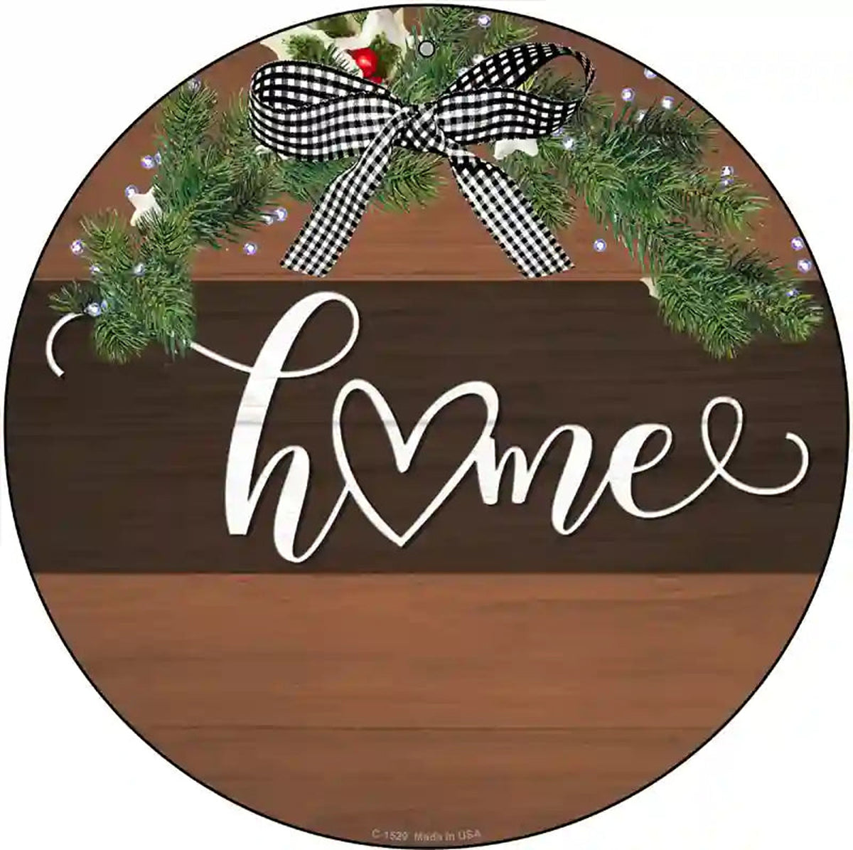 Home Bow Wreath Novelty Metal Circle Sign