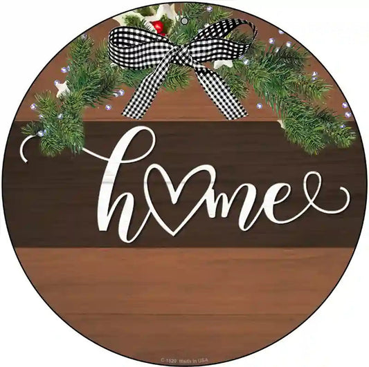 Home Bow Wreath Novelty Metal Circle Sign