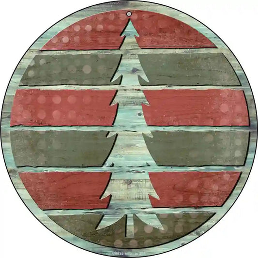 Tree Red and Green Novelty Metal Circle Sign