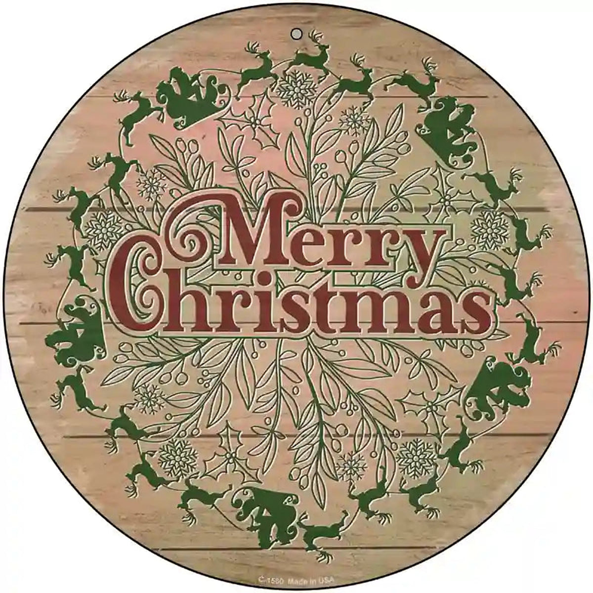 Merry Christmas with Santa Novelty Metal Circle Sign