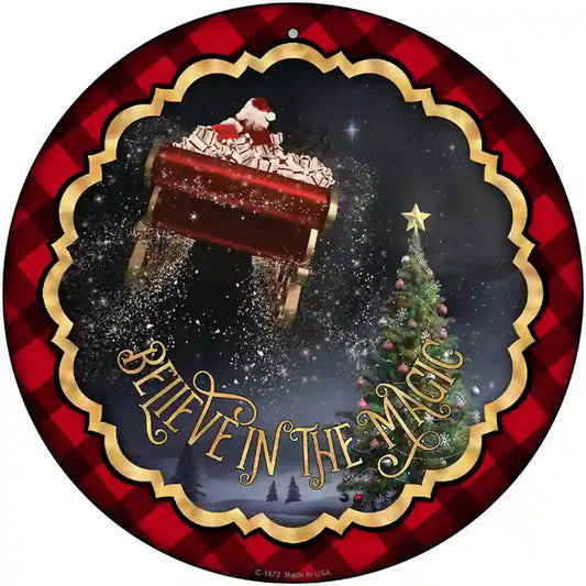 Believe in Magic Santa Novelty Metal Circle Sign