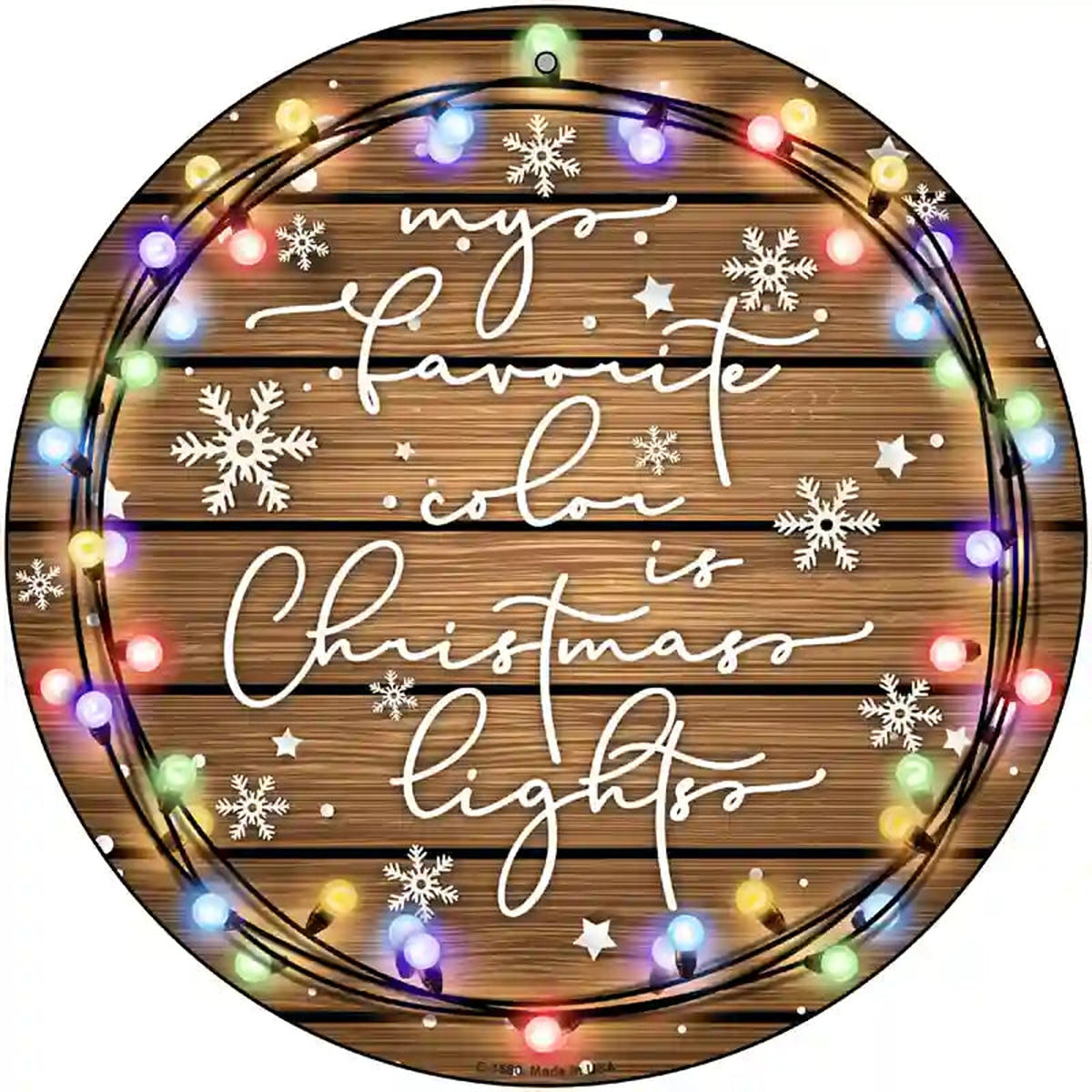 Christmas Lights Novelty Metal Circle Sign