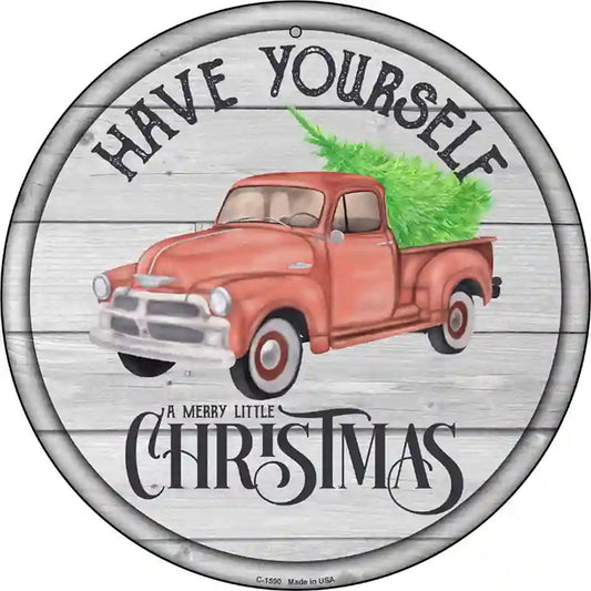 Merry Little Christmas Novelty Metal Circle Sign