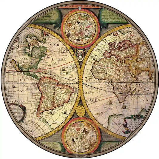 World Hemispheres Map Novelty Metal Circle Sign