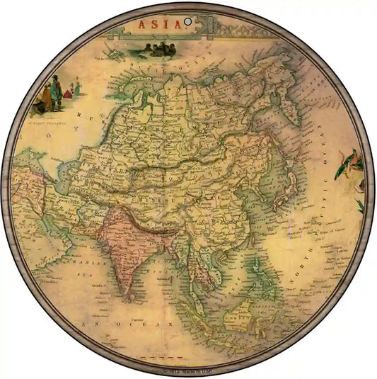 Asia Map Novelty Metal Circle Sign