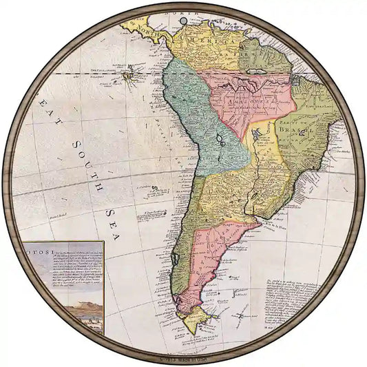 South America Map Novelty Metal Circle Sign