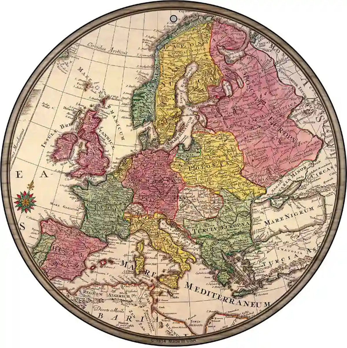 Europe Map Novelty Metal Circle Sign