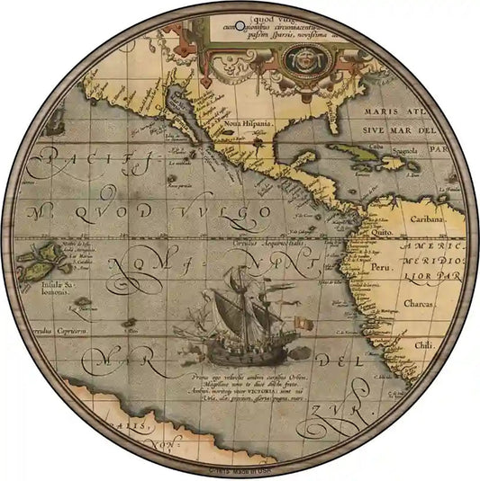 Pacific Ocean Map Novelty Metal Circle Sign