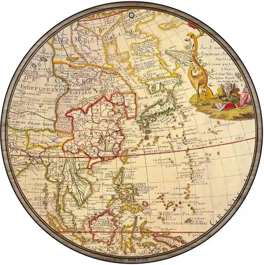 East Asia Map Novelty Metal Circle Sign